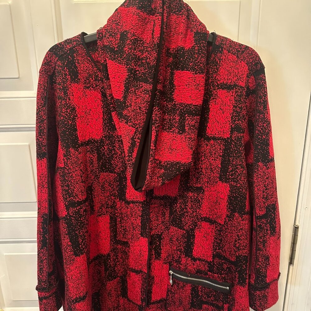 Ali Miles Abstract Red Plaid Tunic Top Size 1XL